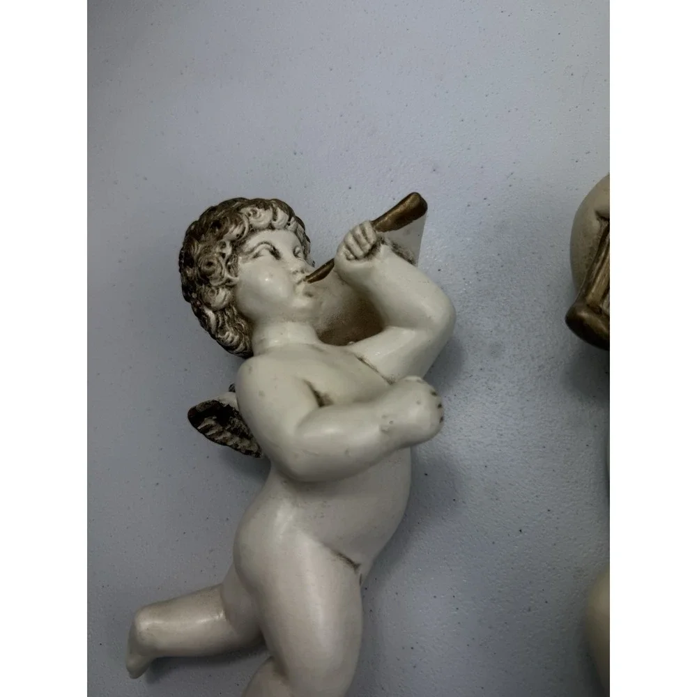 Vintage Universal Statuary Corp Chicago 1958 Cherub Angels Set 2 Wall Hanger 💛